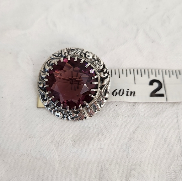 Antique Silver Scottish Amythyst Brooch - Picture 11 of 16